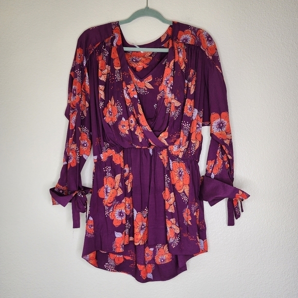 Free People Floral Faux Wrap Tunic S - Picture 2 of 7